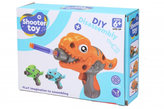 Pistolet dino à balles en mousse vissables 21 cm