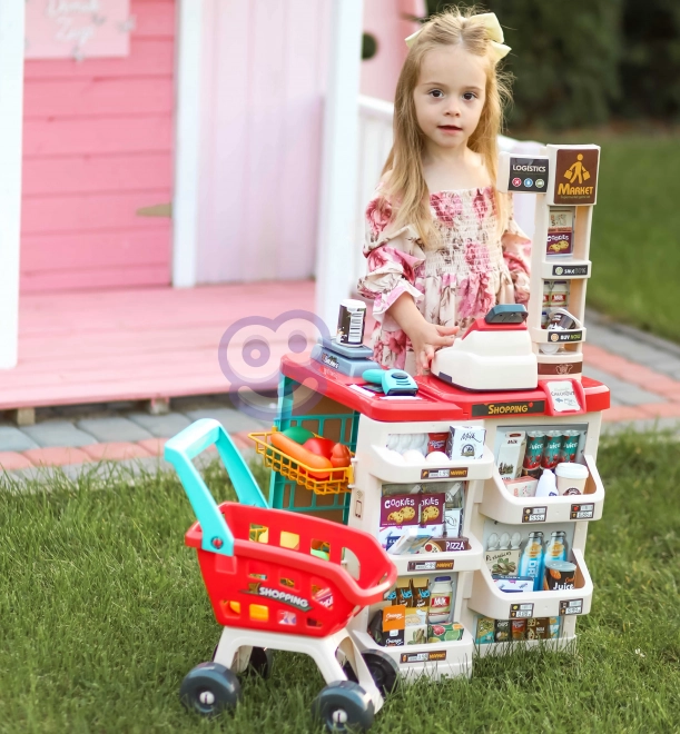 Supermarché avec chariot et scanner