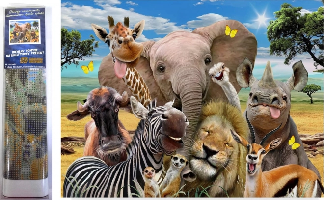 Peinture diamant Safari selfie 30 × 40 cm