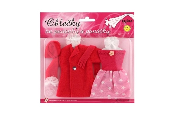 Robes/Vêtements - robes, manteau et bonnet pour poupées assortiment sur carte 22x21cm