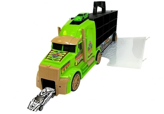 Malette Transporteur Trie-Camions avec dinosaures vert