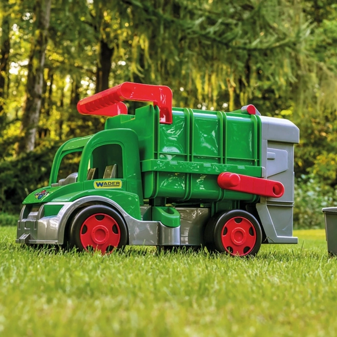 Camion poubelle fonctionnel Wader 65 cm vert avec conteneur en plastique