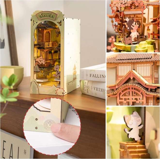 RoboTime Puzzle 3D Serrure de Livres "Falling Sakura" (en bois)