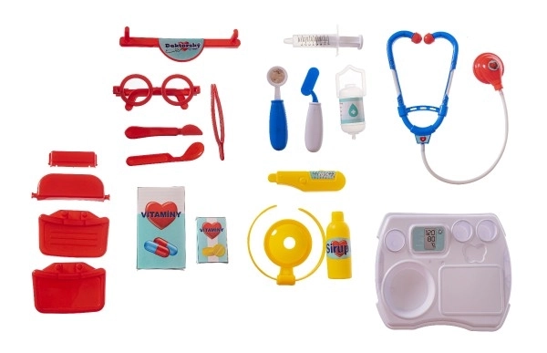 Ensemble médecin / docteur en plastique dans une mallette plastique 24x22x9cm en sachet
