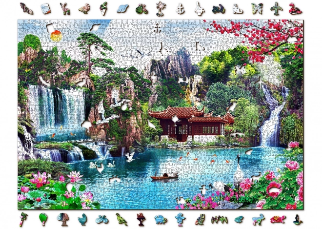 Puzzle en bois Cascades dans un jardin japonais