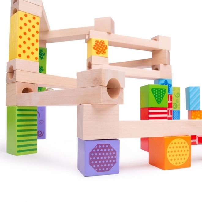 Bigjigs Toys Piste de billes en bois colorée