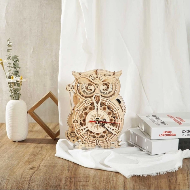 Puzzle mécanique en bois 3D Horloge chouette