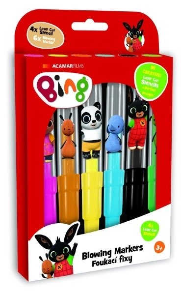 Feutres soufflants Lapin Bing 6 pcs avec pochoirs