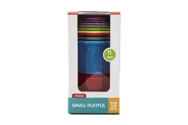 Kubus pyramide jouet d'emboîtement rond en plastique 11pcs dans une boîte 11x20x11cm 12m+