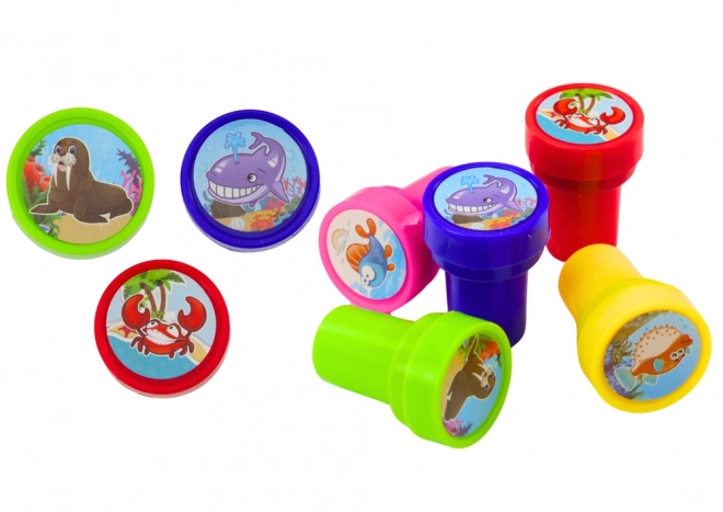 Timbres décoratifs 12 motifs d'animaux aquatiques 6 couleurs