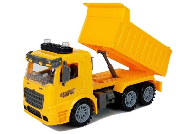 Ensemble de construction camion avec signaux routiers et lumières 1:14 jaune