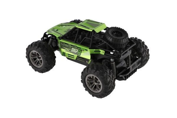 Buggy RC tout-terrain vert 22cm en plastique 2,4GHz à batterie + pack rechargeable en boîte 32x16x18cm