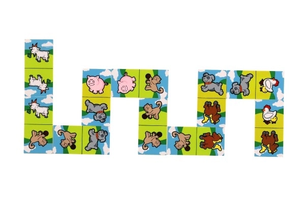 Domino Mes premiers animaux bois jeu de société 28pcs en boîte 17x9x3,5cm MPZ