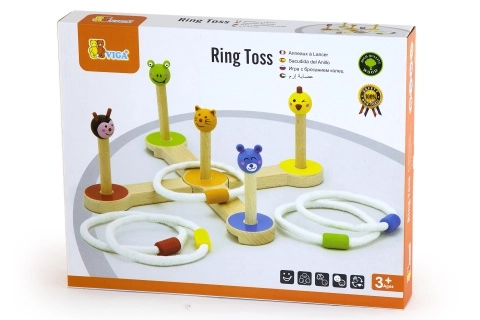 VIGA jeu en bois de lancer des anneaux sur des animaux