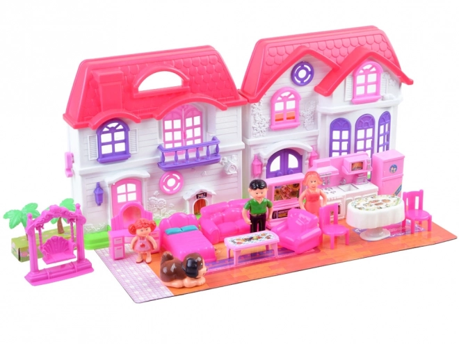 Maison familiale pliable avec meubles et figurines