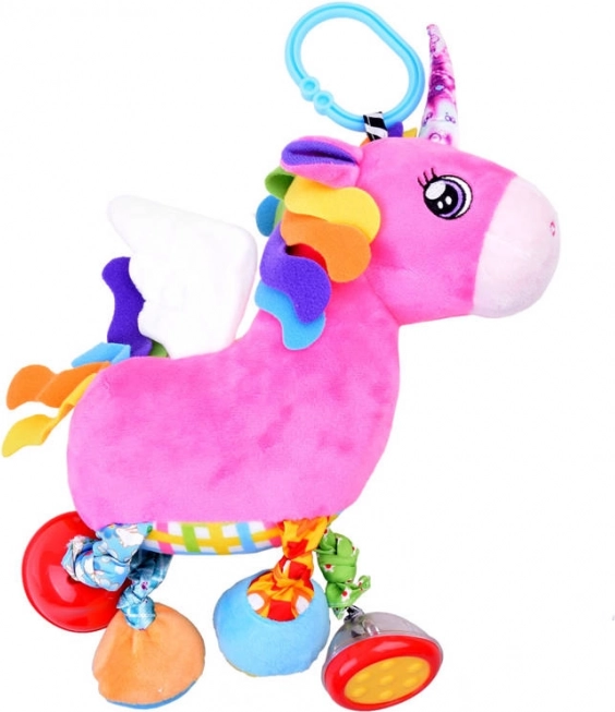 Jouet en peluche suspendu licorne avec hochet pour poussette