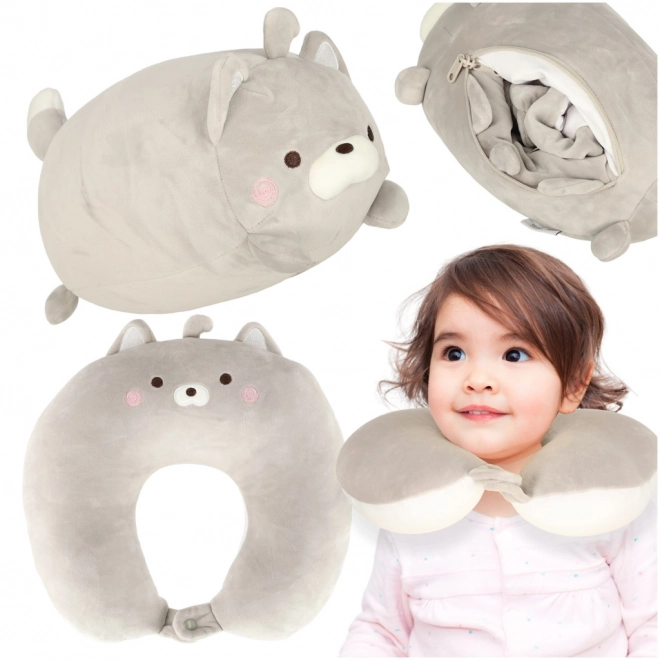 Coussin de voyage magique 2 en 1 baguette mascotte chat