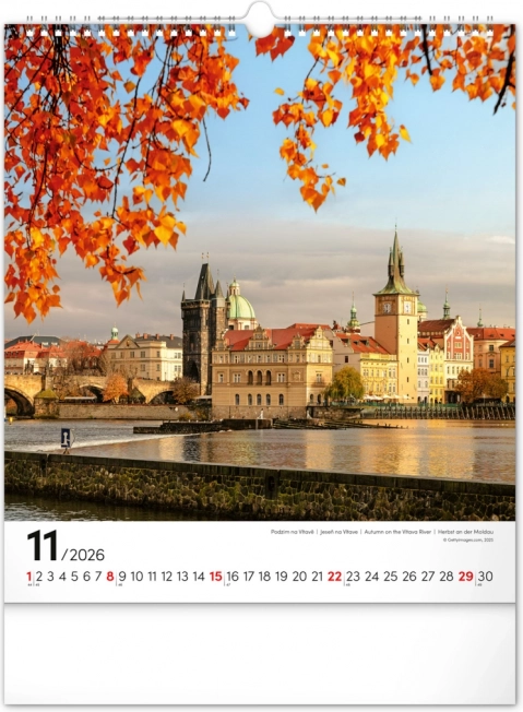 Calendrier mural Prague 2026