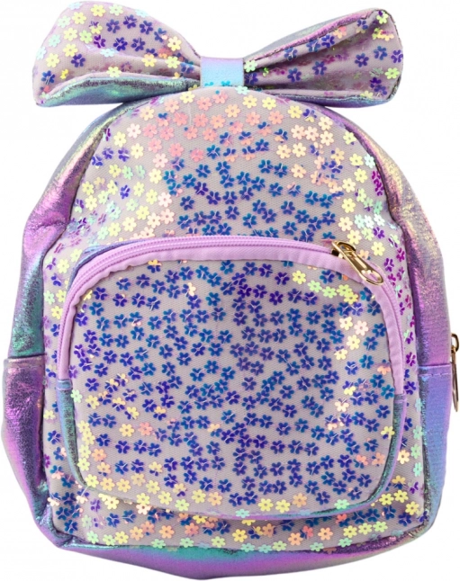Sac à dos enfant avec paillettes scintillantes et nœud violet 22 cm 2,8 L