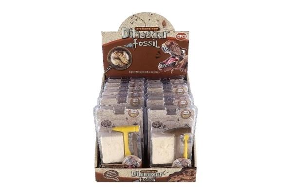 Petit archéologue fossile de dinosaure plastique 2 couleurs sous blister 12,5x19x5cm 12pcs en boîte