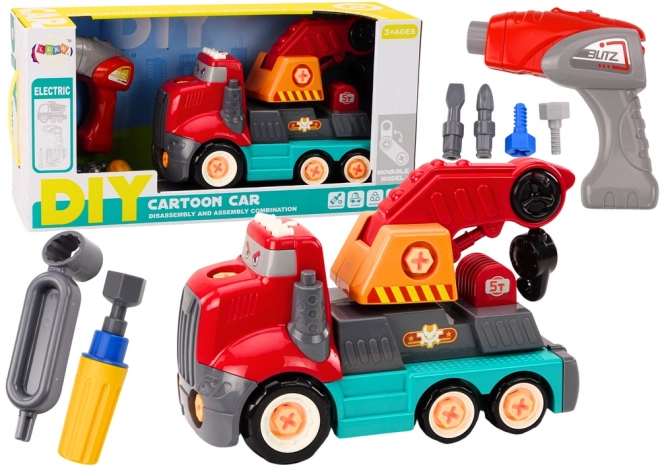 Camion avec Grue Rouge à Assembler