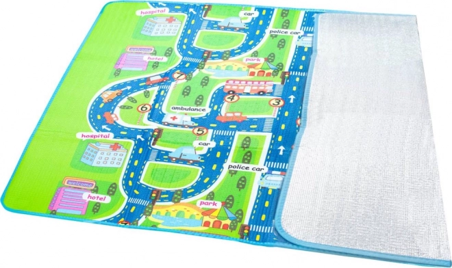 Tapis de jeu pliant pour enfants avec motif de rue 160 x 130 cm