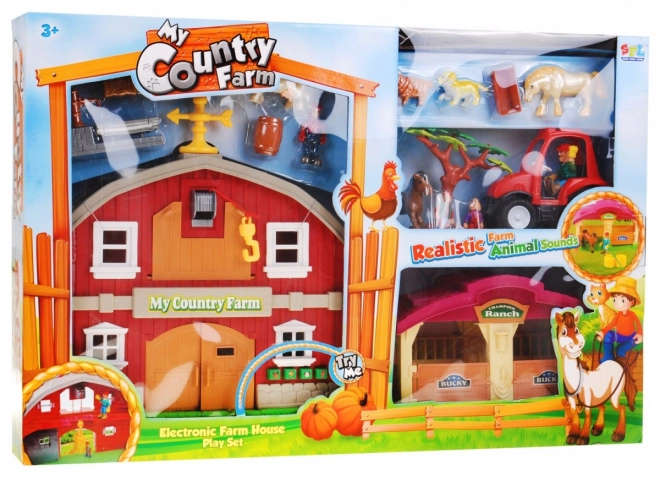 Ferme pour enfants Grange avec sons + tracteur - 18 pièces