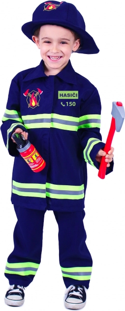 Déguisement de pompier pour enfants avec inscription tchèque – taille M (6–8 ans)