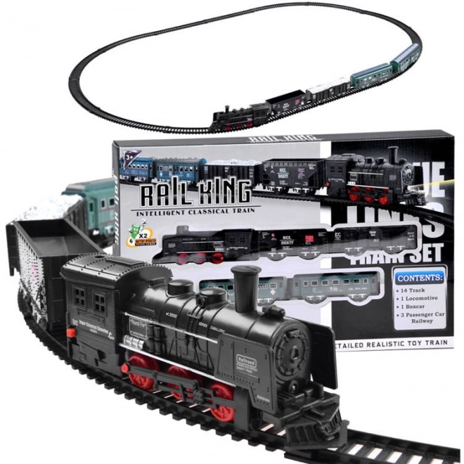 Chemin de fer électrique avec locomotive et wagons