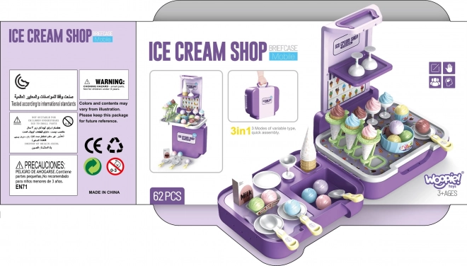 Woopie stand portatif avec crème glacée 3 en 1 ensemble 62 pcs