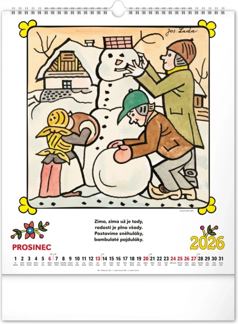 Calendrier mural Josef Lada - Comptines 2026