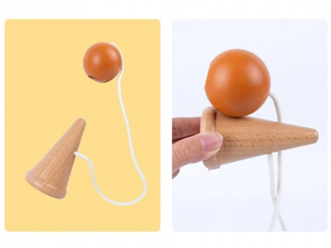 Jeu d'adresse en bois attrape-boules