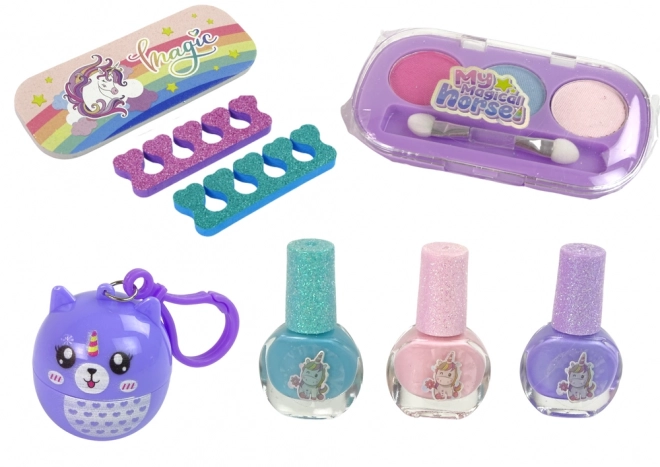 Ensemble de soins des ongles avec brillance et pendentif chat