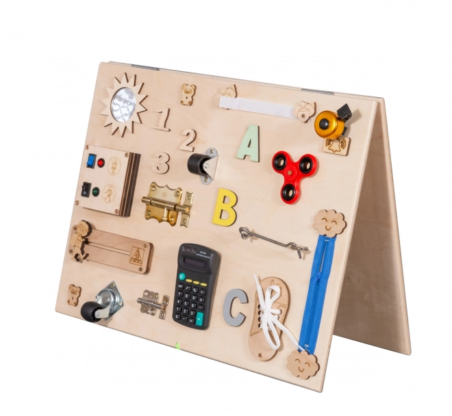 Tableau sensoriel en bois double face
