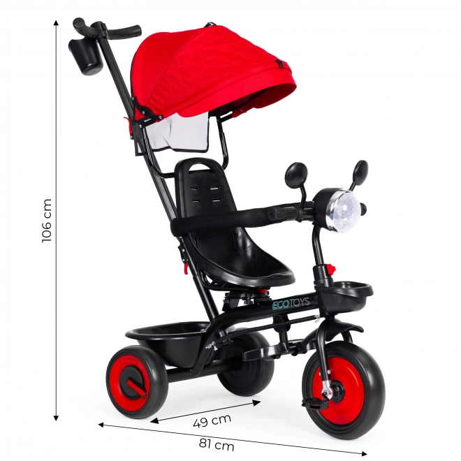 Tricycle 3en1 avec siège pivotant et auvent rouge ECOTOYS