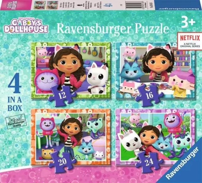 Puzzle 4v1 Maison de Chat Gabby 12/16/20/24 pièces