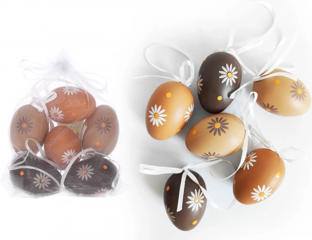 Oeuf peint en plastique décoratif 6 cm, 6 pcs