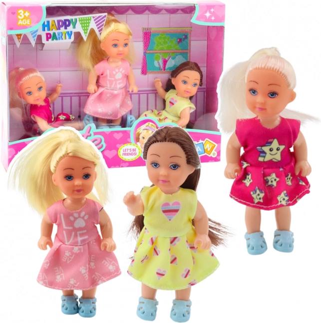 Ensemble de 3 Mini-Poupées pour Fête d'Anniversaire