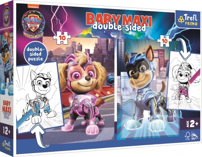 Puzzle MAXI recto-verso 2x10 pièces Chiens héros Pat'Patrouille/Paw patrol dans une boîte 40x27x6cm 24m+