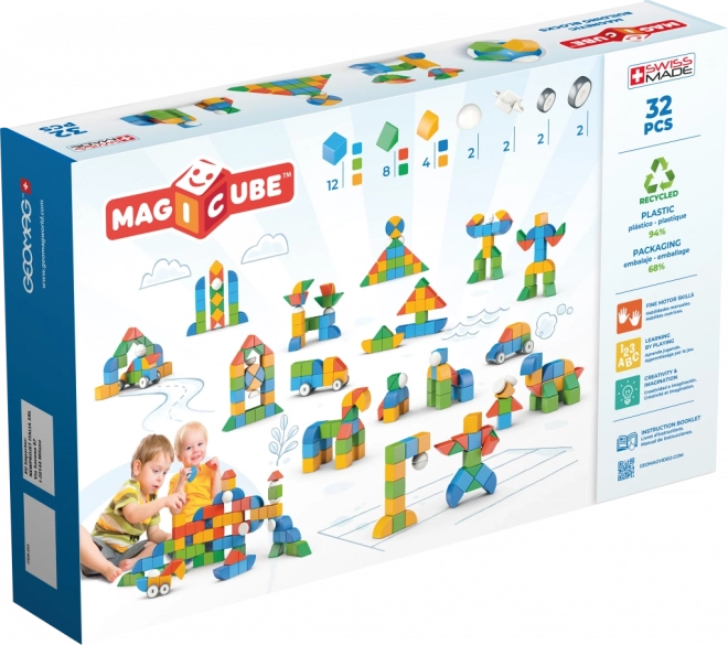 GEOMAG Cubes magnétiques Magicube Shapes - Monde 32 pièces