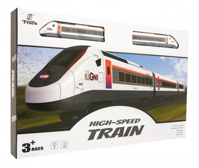 Grande boîte ferroviaire avec voie