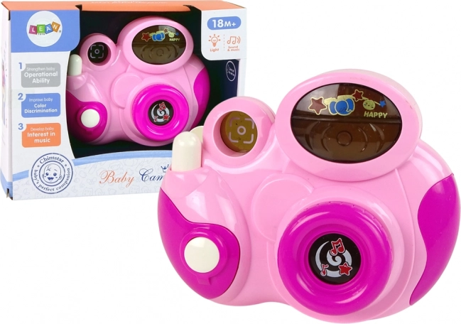 Appareil photo interactif pour enfants avec lumières, sons et mélodies – rose