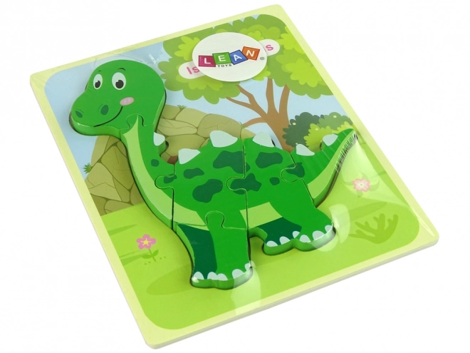 Puzzle en bois Dino Isanosaurus Tyrannosaurus Vert