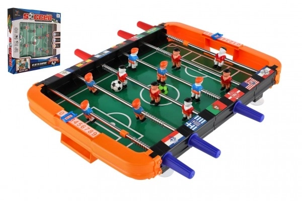 Football de table en plastique/métal jeu social dans une boîte 37x34,5x6cm