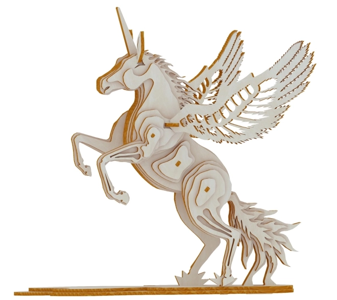 Puzzle 3D en bois Licorne