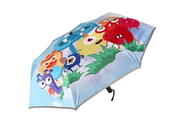 Parapluie Monstre pliant à ouverture automatique tissu/métal 28cm bleu dans un sac
