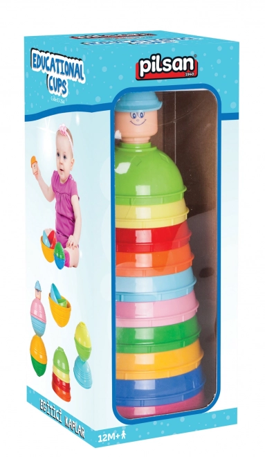 Jeu de construction pyramide gobelets colorés