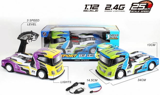 Camion de course R/C 1:12 à trois vitesses