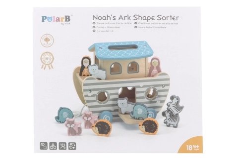 Puzzle encastrement en bois Arche de Noé – jouet à tirer pour enfants 18 mois+