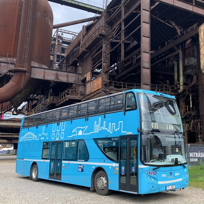 Jouet bus à deux étages bleu 20 cm